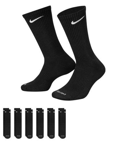 Nike Dri-Fit 6-Pack Cushioned Crew Socks - Black