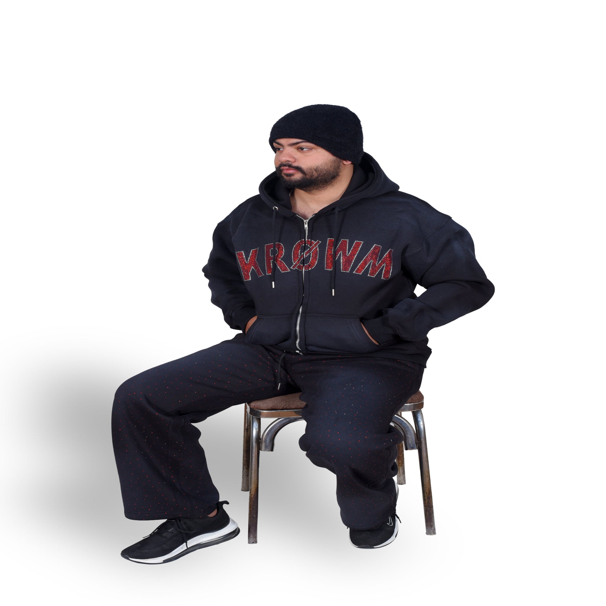 Men’s Urban Streetwear Two-Piece Tracksuit – Rhinestones