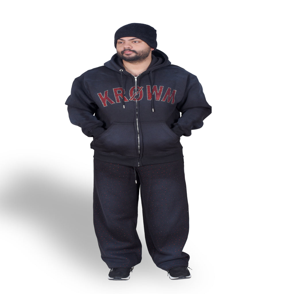 Men’s Urban Streetwear Two-Piece Tracksuit – Rhinestones