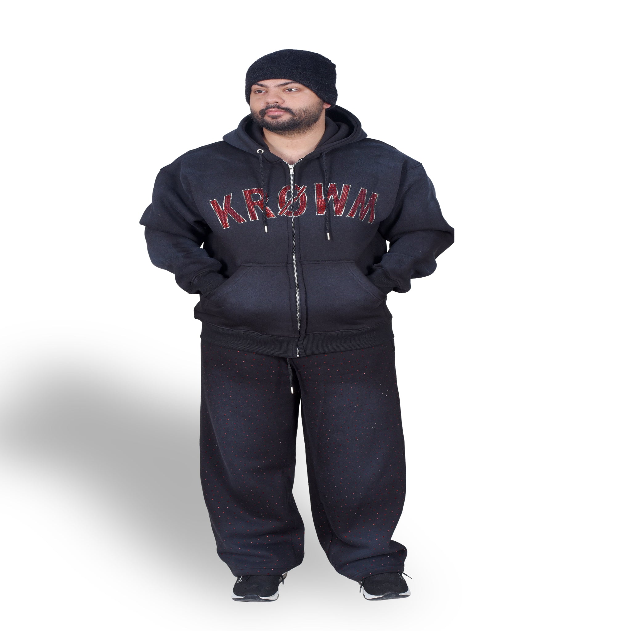 Men’s Urban Streetwear Two-Piece Tracksuit – Rhinestones