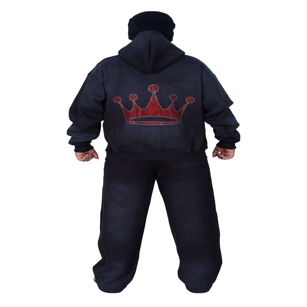 Men’s Urban Streetwear Two-Piece Tracksuit – Rhinestones