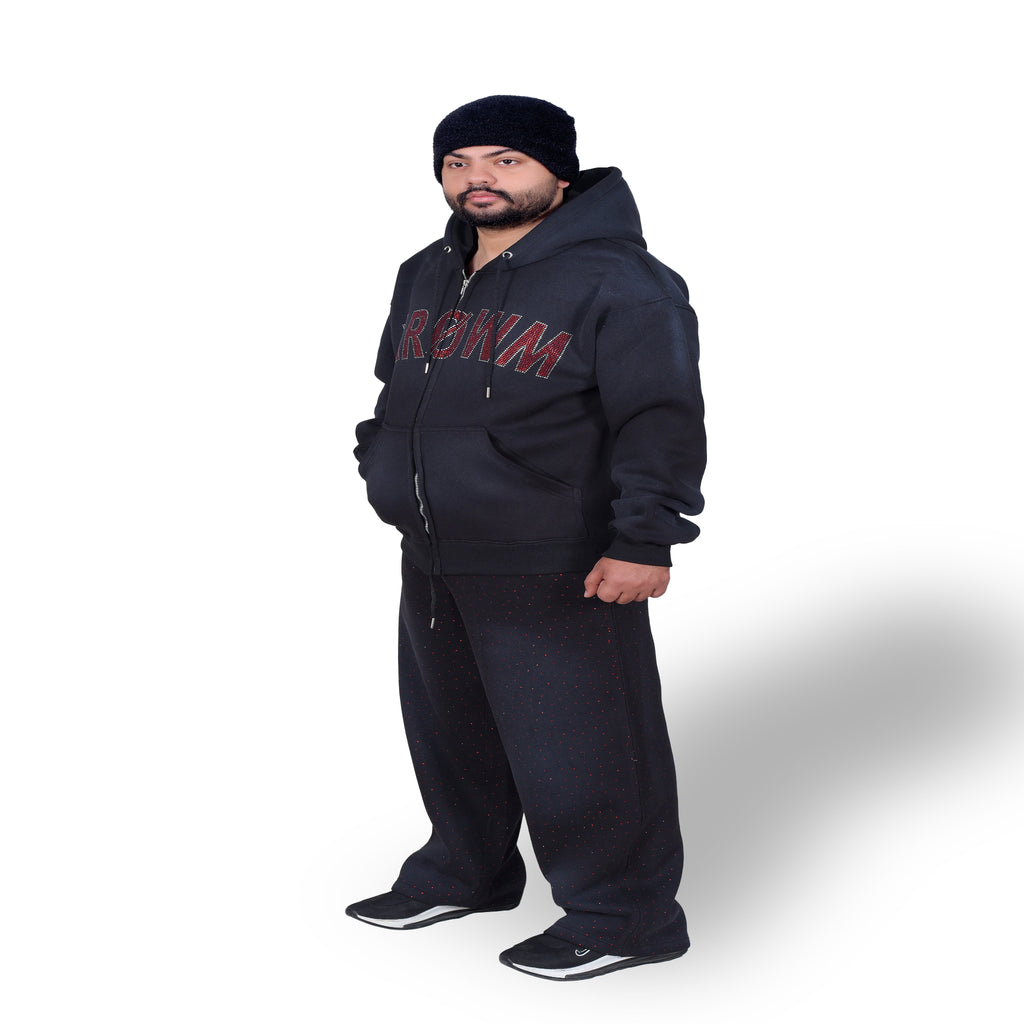 Men’s Urban Streetwear Two-Piece Tracksuit – Rhinestones