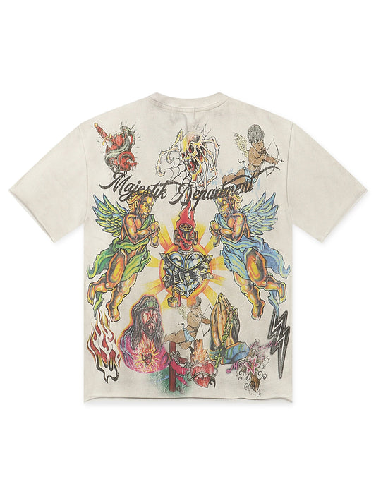 Majestik Heavenly Warriors French Terry Tee – Off White