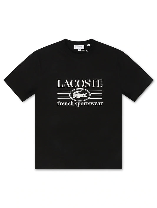 Lacoste Classic Fit Cotton Print Jersey Tee - Black