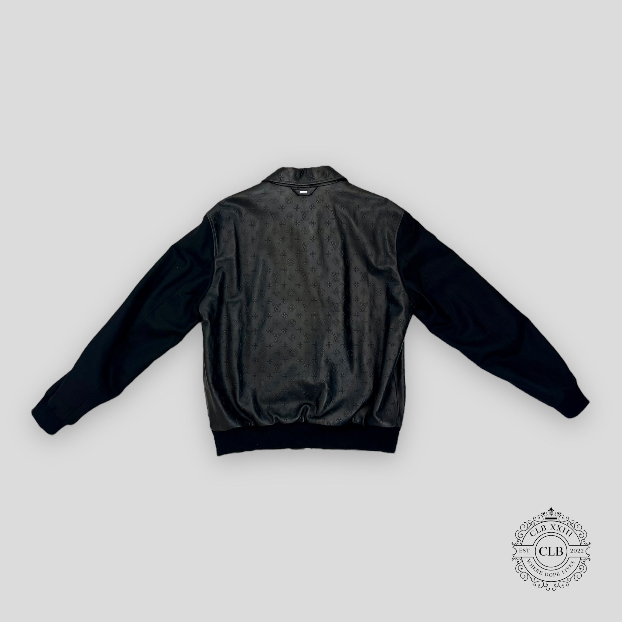 LOUIS VUITTON LVSE MONOGRAM EMBOSSED MIX LEATHER BLOUSON - BLACK