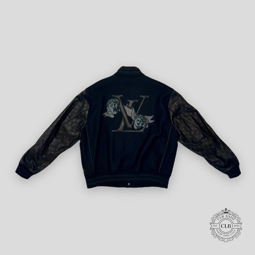 Louis Vuitton Mix Leather Varsity Jacket in Black