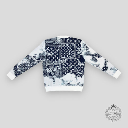 Louis Vuitton Gradient Monogram Bandana Jacquard Crewneck in White/Blue