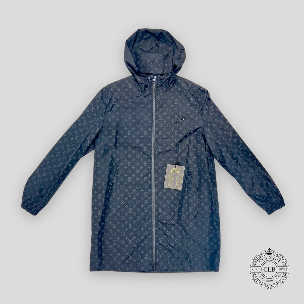 LOUIS VUITTON MIDLENGTH MONOGRAM NYLON WINDBREAKER - BLACK