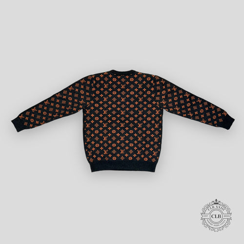 LOUIS VUITTON MONOGRAM KNIT SWEATER - GREY/ORANGE
