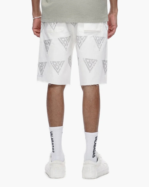 Valabasas Palace Rhinestone Shorts - White