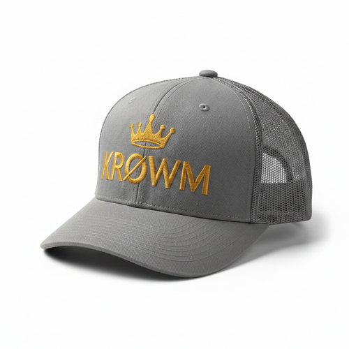 KRØWM Golden Crown Grey Trucker Hat